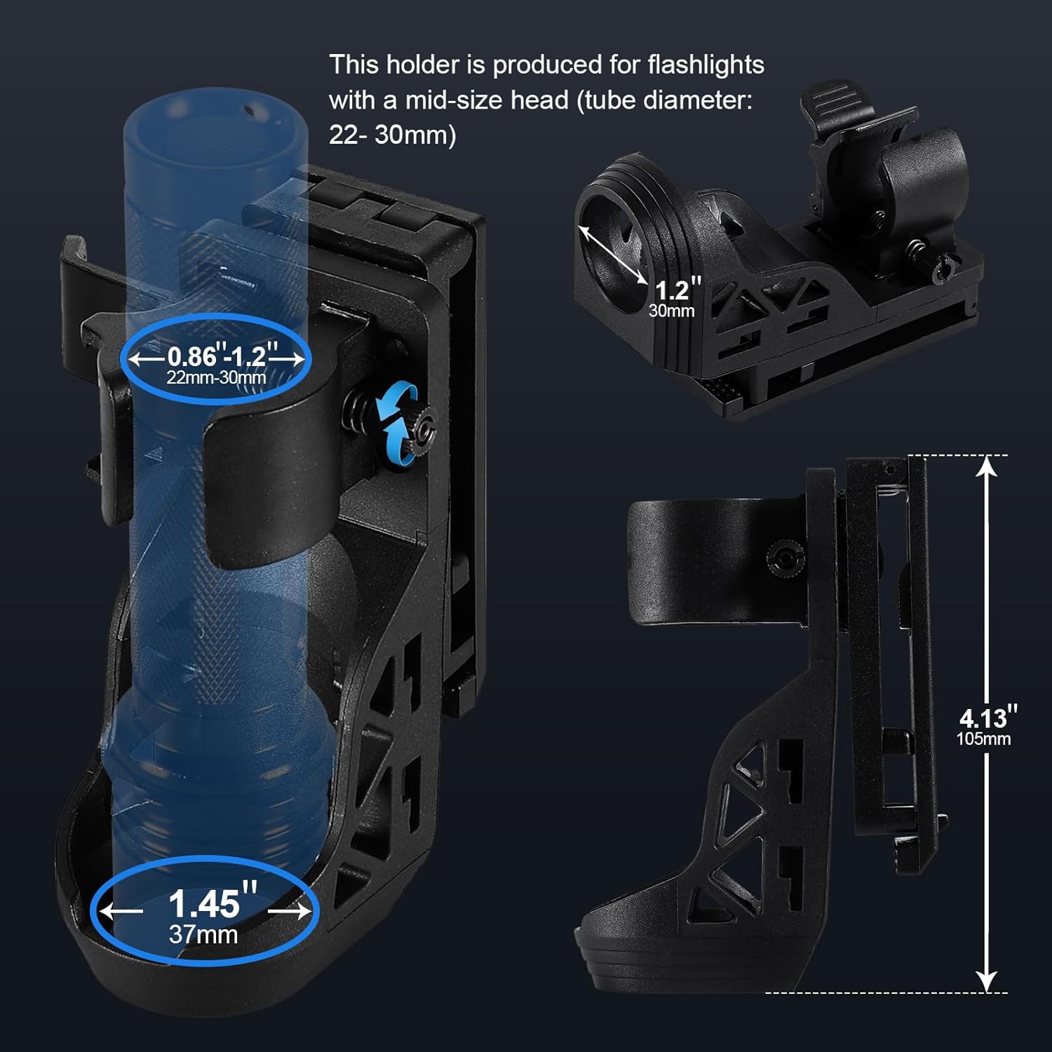 Tactical Flashlights High Lumen-Police 1200 LM Flashlight with Holster for Duty Belt,Single Mode LED Flashlight for Camping/Law Enforcement-Sentinel-X1