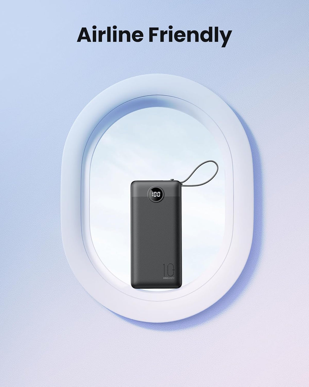 Portable Charger with Built in Cables, Slim 10000mAh Power Bank with USB C, External Battery Pack 5 Outputs 2 Inputs LED Display Compatible with iPhone/Android & More (Black)