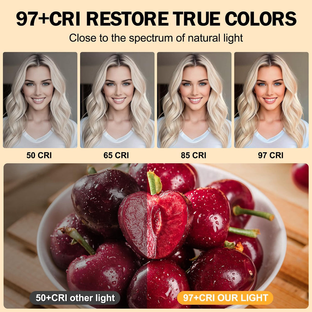 120 LED Selfie Light for iPhone, Portable Phone Light with Clip & Camera Tripod Adapter - 5000mAh Rechargeable, 3 Lighting Modes, CRI 97+ for Video Recording, TikTok, Tripod Mount Rings
