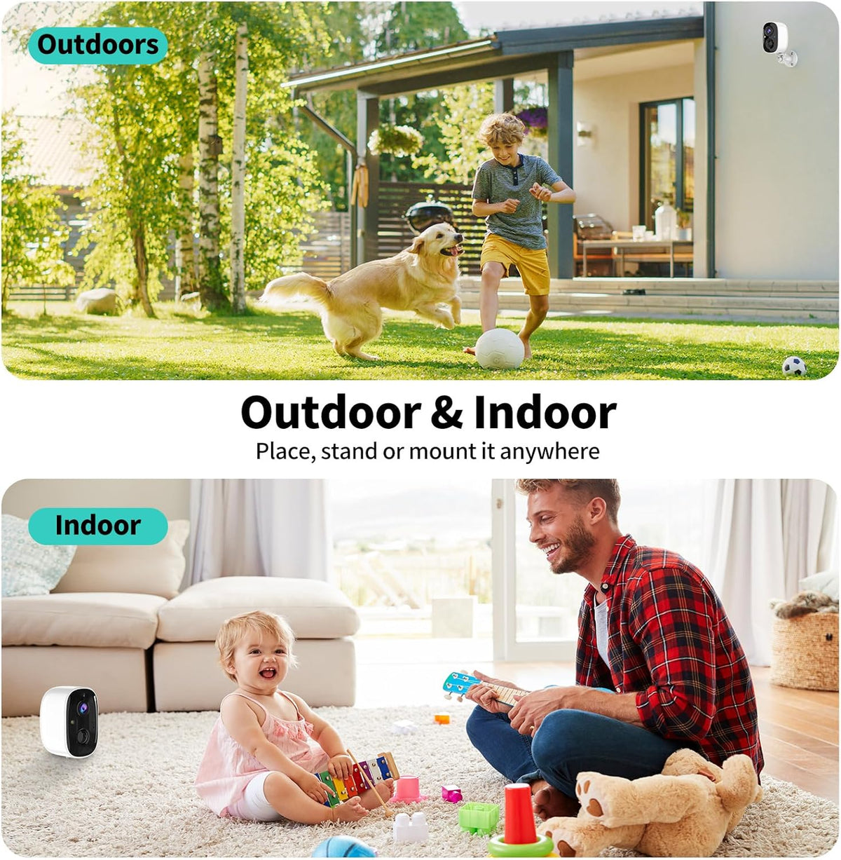 Security Cameras Wireless Outdoor,2K Indoor WiFi Wireless Cameras,Outside Battery Powered Cameras for Home Security,AI Motion Detection,Color Night Vision,Spotlight,Siren Alarm,SD/Cloud Storage,2Pack