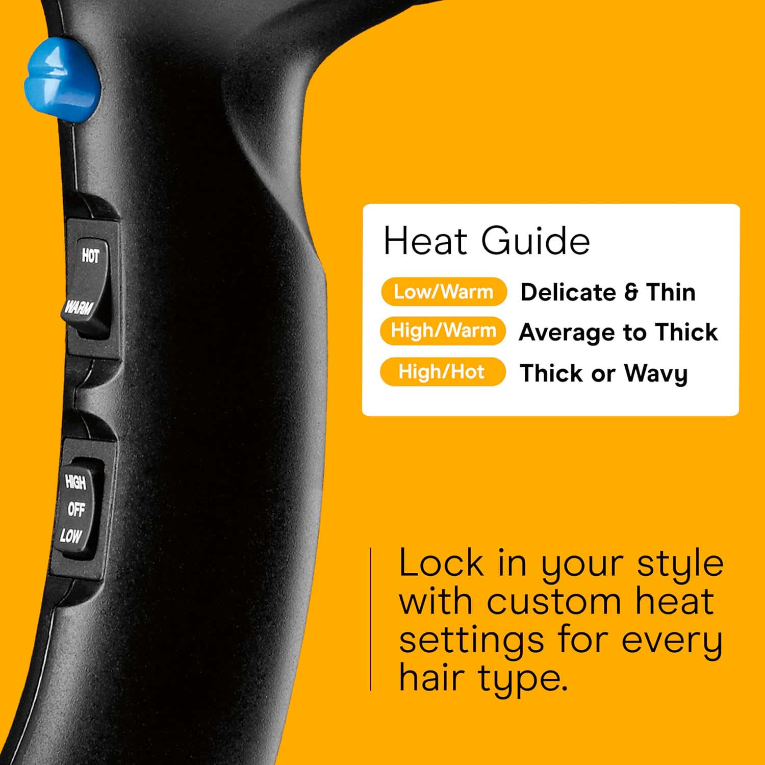 Conair Hair Dryer, 1875W Turbo Blow Dryer with Tourmaline Coating and Ionic Conditioning, Includes Diffuser and Concentrator Attachments, 2 Heat & 2 Speed Settings, Blue/Black