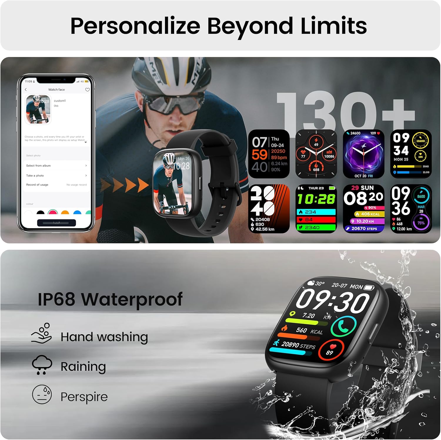 Smart Watch with Alexa Built-in, 1.83" HD Touchscreen Fitness Tracker with Bluetooth Calling, Fitness Watch with Heart Rate/Sleep Monitor, 120+ Sports Modes, IP68 Waterproof Smartwatch for Android iOS
