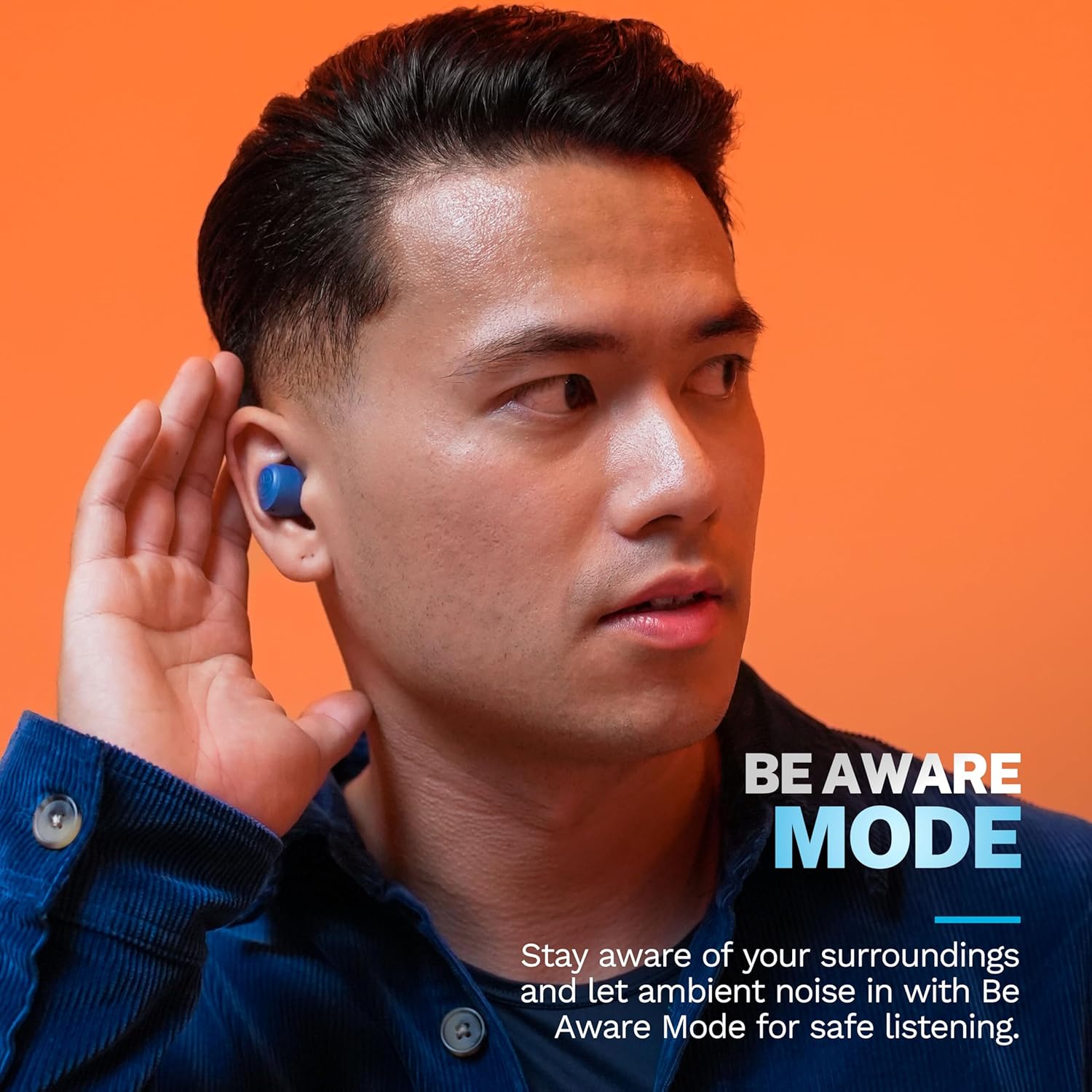 JLab Go Air Pop+ True Wireless Earbuds, in Ear Headphones, Bluetooth Earphones, 35H Playtime Ear Buds, Bluetooth Earbuds with Microphone, USB-C Charging Case, Dual Connect, EQ3 Sound, Navy Blue