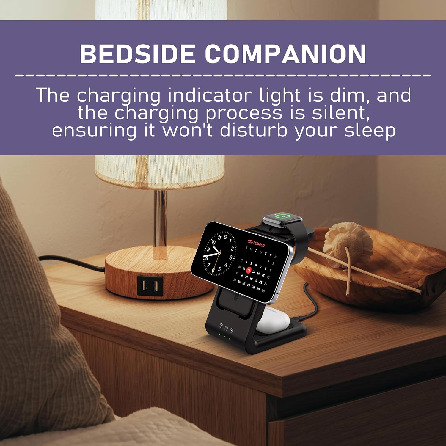 3 in 1 Wireless Charging Station: 5000mAh Removable Power Bank Charger Stand for Phone/Watch/Air Pods - Portable Magnetic Battery Pack for Air 17 16 15 14 13 12 Series