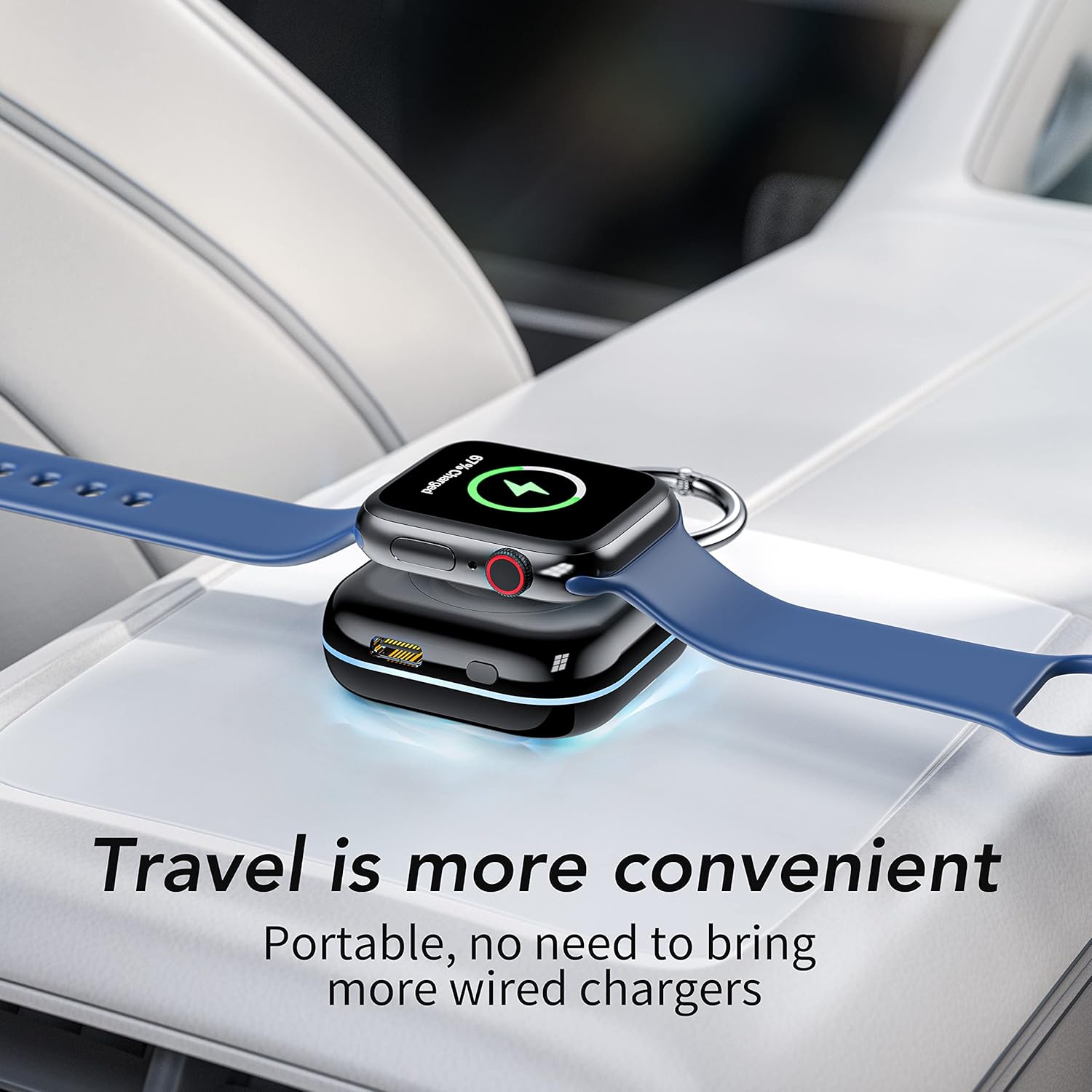HUOTO Portable Charger for Apple Watch,Wireless Magnetic iWatch Charger 1200mAh Power Bank Travel Keychain Accessories Smart Chargers for Apple Watch Series 11/10/9/8/7/6/SE/5/4/3/2/1/UItra/UItra 2