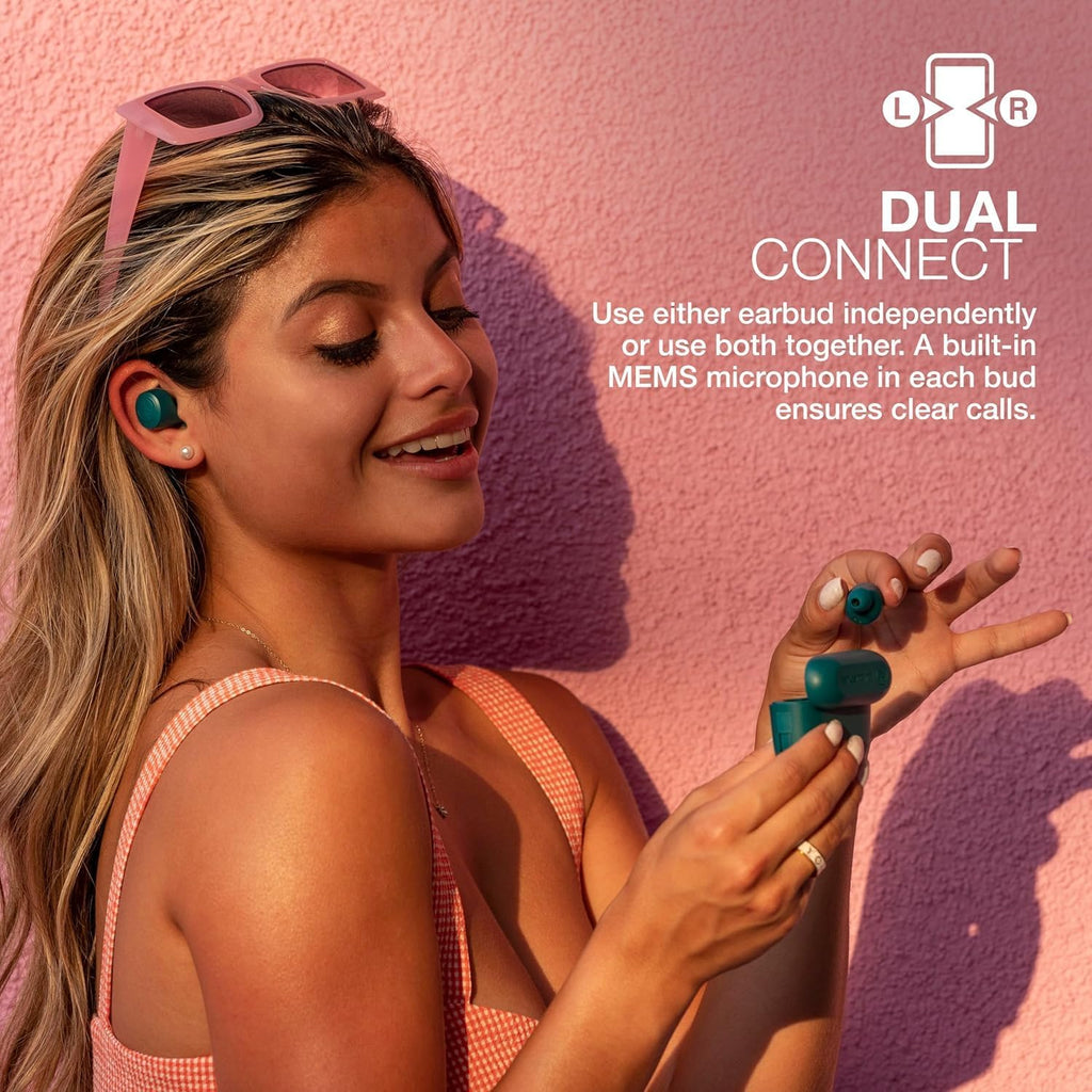 JLab Go Air Pop+ True Wireless Earbuds, in Ear Headphones, Bluetooth Earphones, 35H Playtime Ear Buds, Bluetooth Earbuds with Microphone, USB-C Charging Case, Dual Connect, EQ3 Sound, Teal