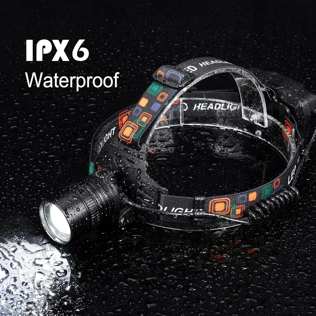 Rechargeable Headlamp 2Pack, 99000 Lumens Super Bright LED Head Lamp with 3 Modes, 90° Adjustable Head Lights for Forehead, 45H Long Runtime & IPX6 Waterproof HeadLamps for Camping Hunting Hiking