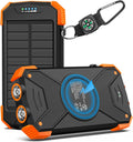 BLAVOR Solar Power Bank 10,000mAh – Wireless Portable Charger, 20W Fast Charging, USB-C Battery Pack with Dual Flashlight