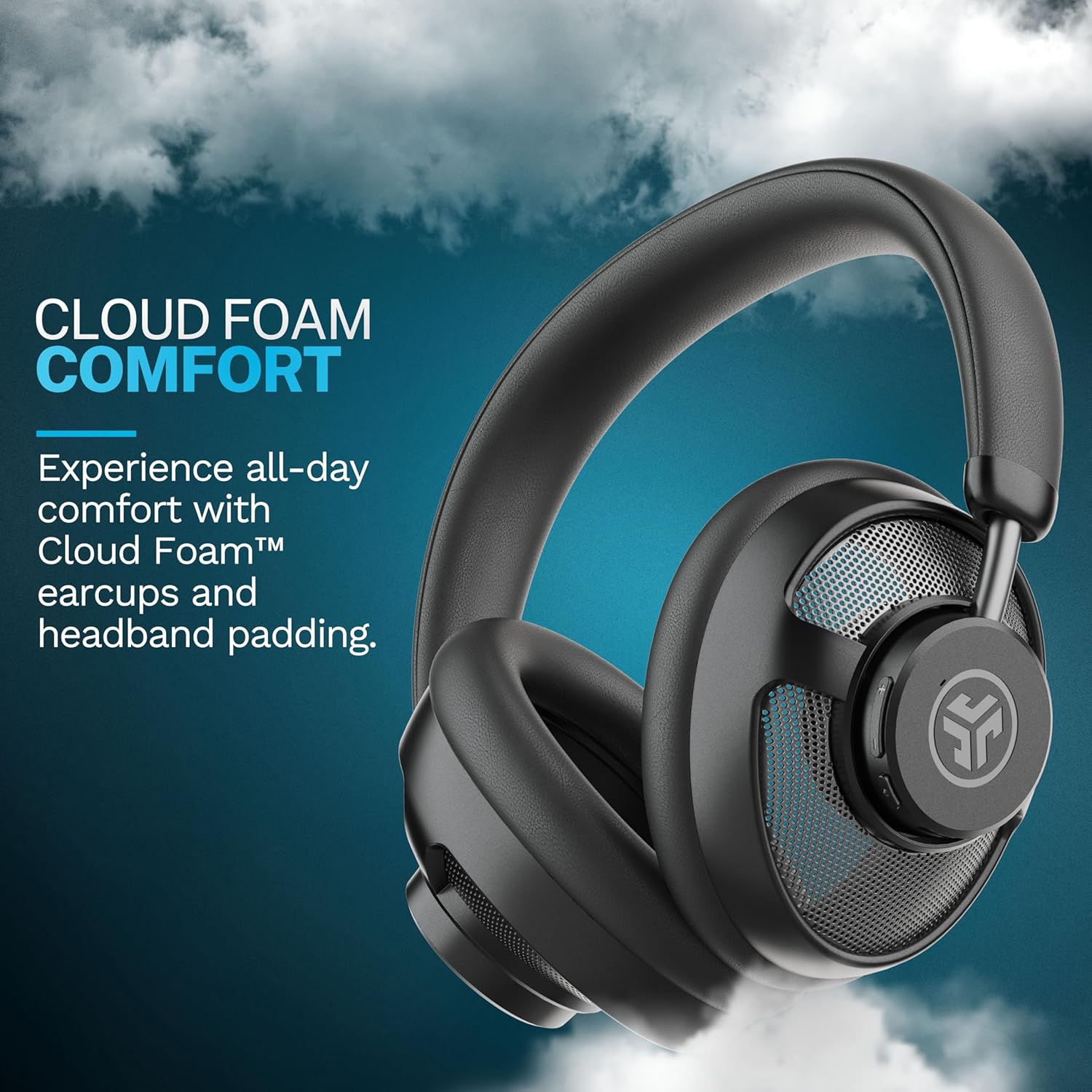 JLab JBuds Open Wireless Headphones, Black, Open-Back, Immersive Sound, Dual Coaxial 35mm + 12mm Drivers, Comfortable Breathable Open Fit, All Day Listening 24 Hour Playtime, Customize App