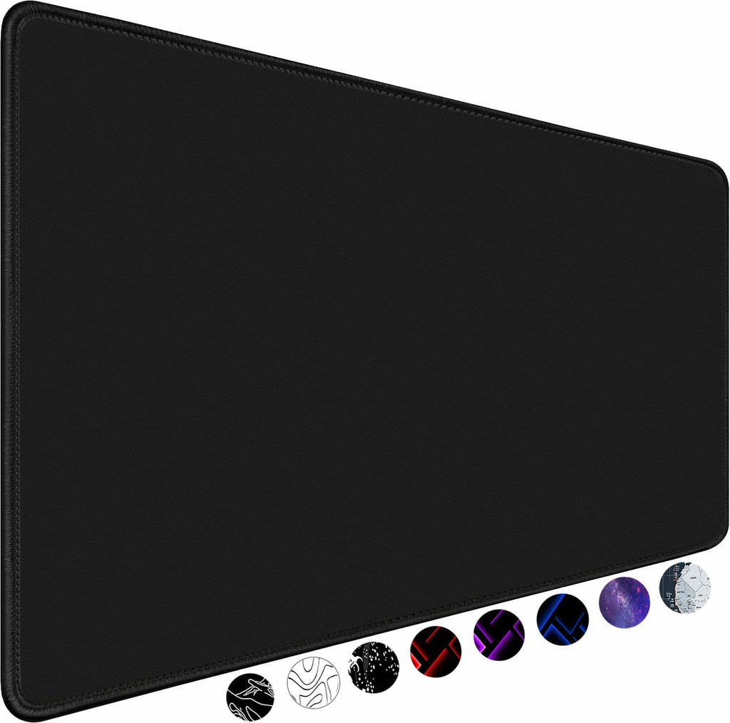 TEDNETGO Large Gaming Mouse Pad, Waterproof Extra Large Big Mouse Pad with Stitched Edge, XXL Non-Slip Black Computer Long Mousepad Desk Mat for Gamer, Office & Home, Black