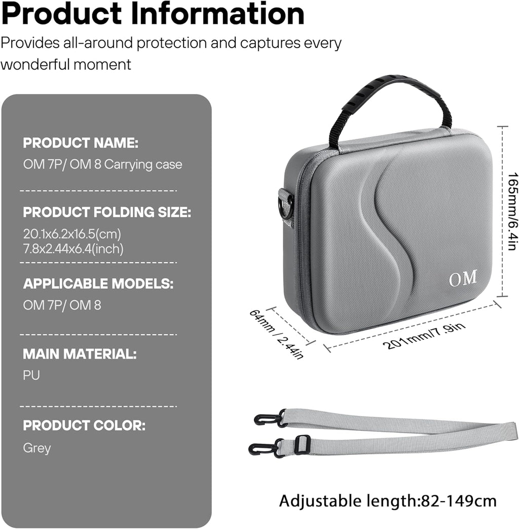STARTRC PHOTO Osmo Mobile 7P/8 Case, Portable PU Shoulder Bag for DJI OM 7 Pro/OM8 Gimbal Stabilizer Travel Case for DJI Osmo Mobile 8/7/7P Accessories
