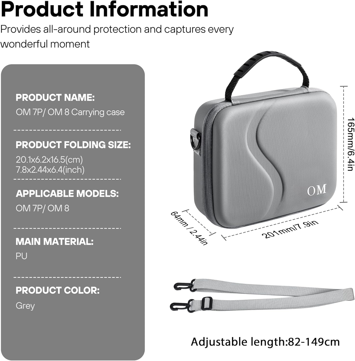 STARTRC PHOTO Osmo Mobile 7P/8 Case, Portable PU Shoulder Bag for DJI OM 7 Pro/OM8 Gimbal Stabilizer Travel Case for DJI Osmo Mobile 8/7/7P Accessories