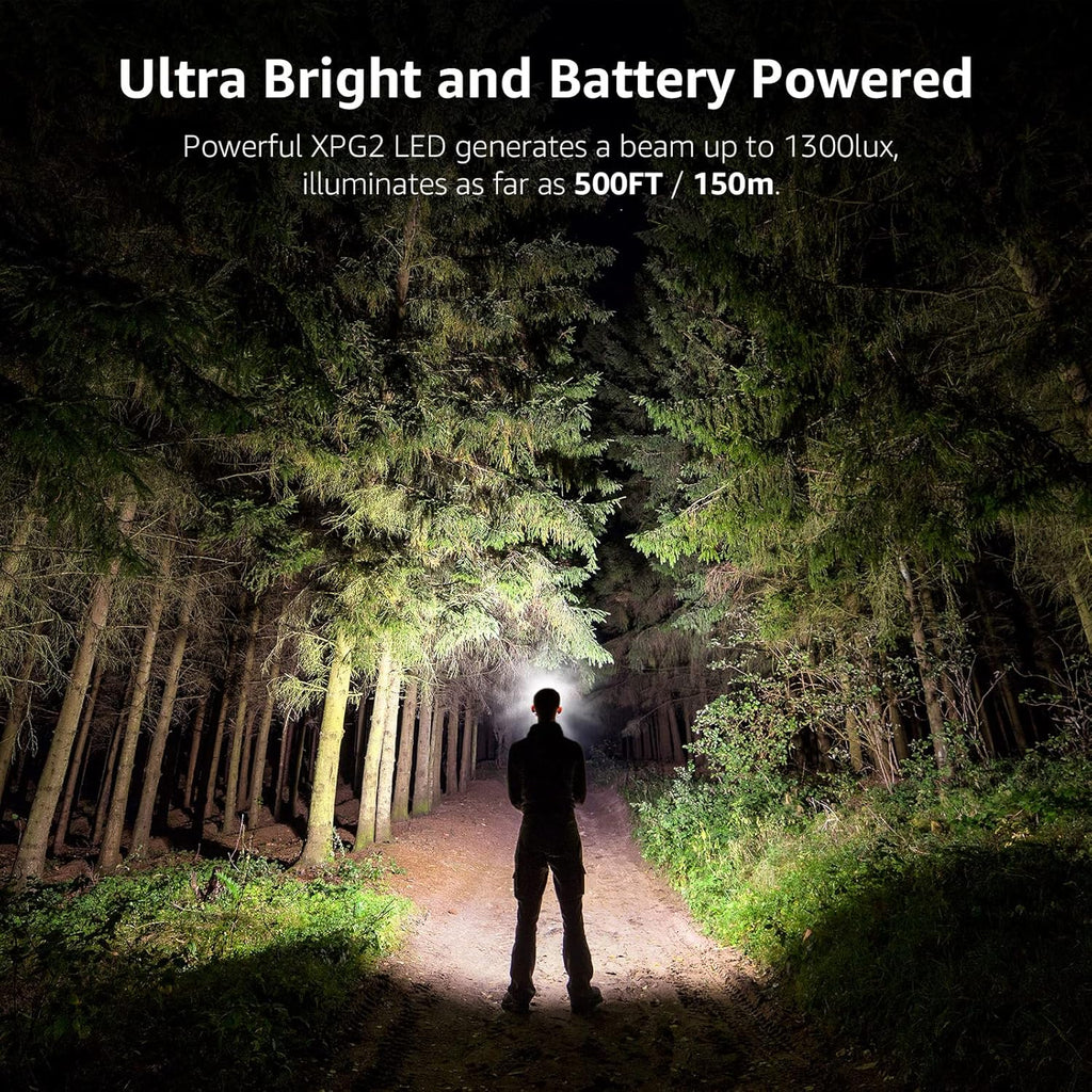 Lepro HeadLamp, 2 Pack Super Bright LED Head lamp with 6 Lighting Modes, Waterproof, Battery Powered LED Lightweight Headlight for Cycling Running Camping for Kids Adults